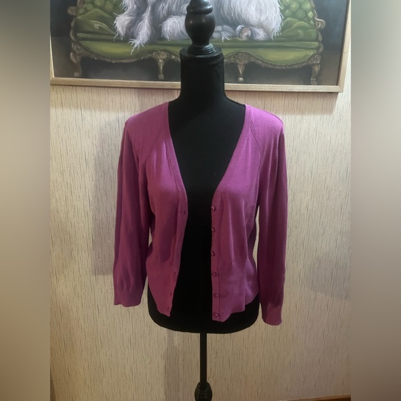 Purple Button-Up Cardigan - Picture 1 of 3